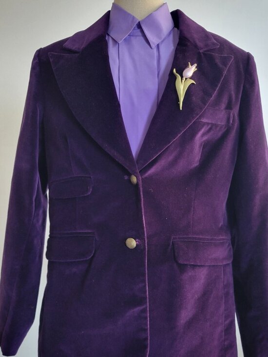 Diane Gilman Jackets & Blazers - DG2 by Diane Gilman Stretch Velvet Blazer Jacket | Women's Medium | Royal Purple